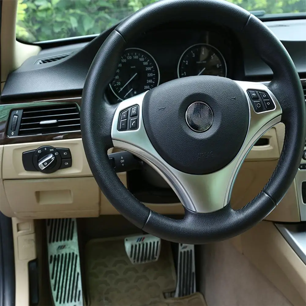 

ABS Chrome Car Steering Wheel Button Decoration Frame Trim For BMW E90 3 Series 2005-2012 Auto Accessories