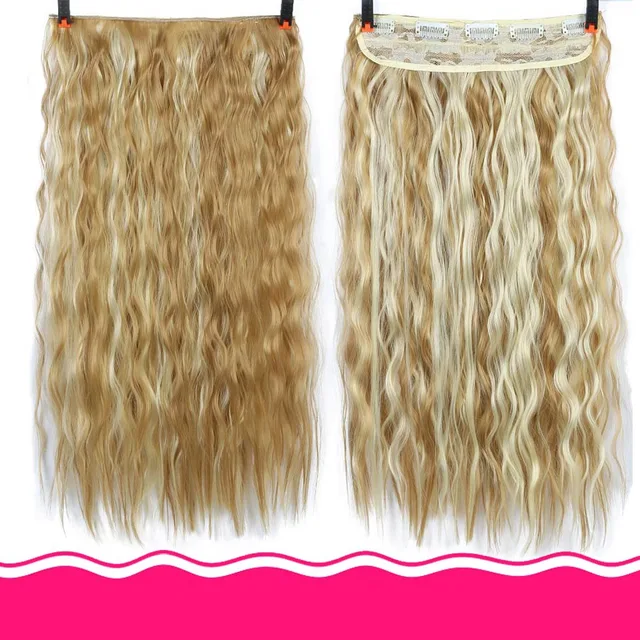 DIFEI Synthetic 24 Inch 5 Clip Long curly Women Clip in Hair Extensions Black Brown High Tempreture Hair Piece T1B/4/30