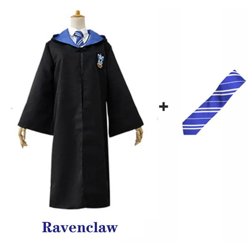 Ravenclaw with Tie Ravenclaw Potter, маскарадные костюмы робы, накидка Поттера, волшебный плащ Гриффиндор Слизерин, Hufflepuff, одежда для костюмированной вечеринки для детей и взрослых, подарок - Цвет: Ravenclaw with Tie