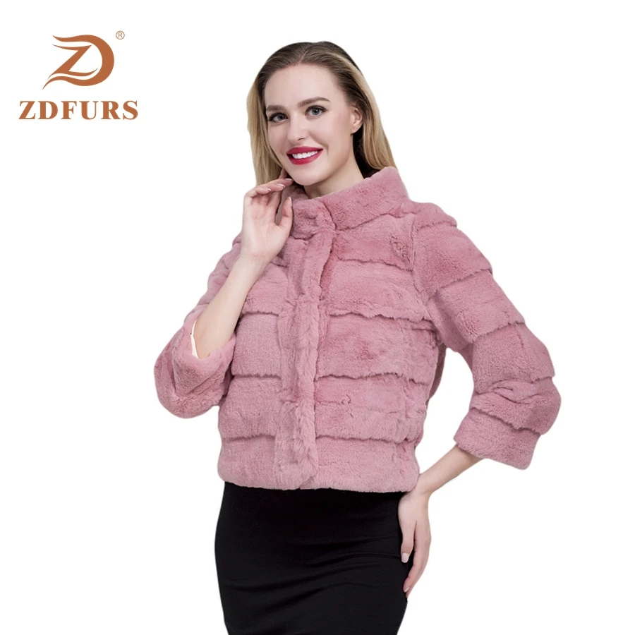 ZDFURS * 2019 новая короткая куртка с воротником-стойкой 100% натуральная искусственная