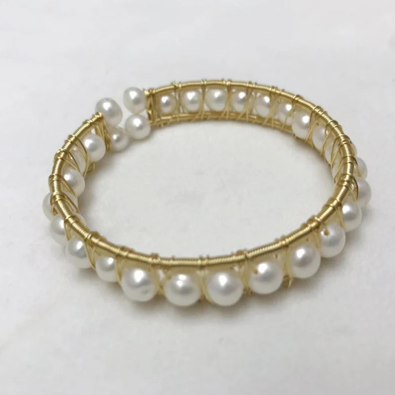 Multi-colored Baroque Pearl Pulsera Hombre Gold Bangles For Women Non-fading Luxury Jonc Bracelet Femm New Trendy Jewelry