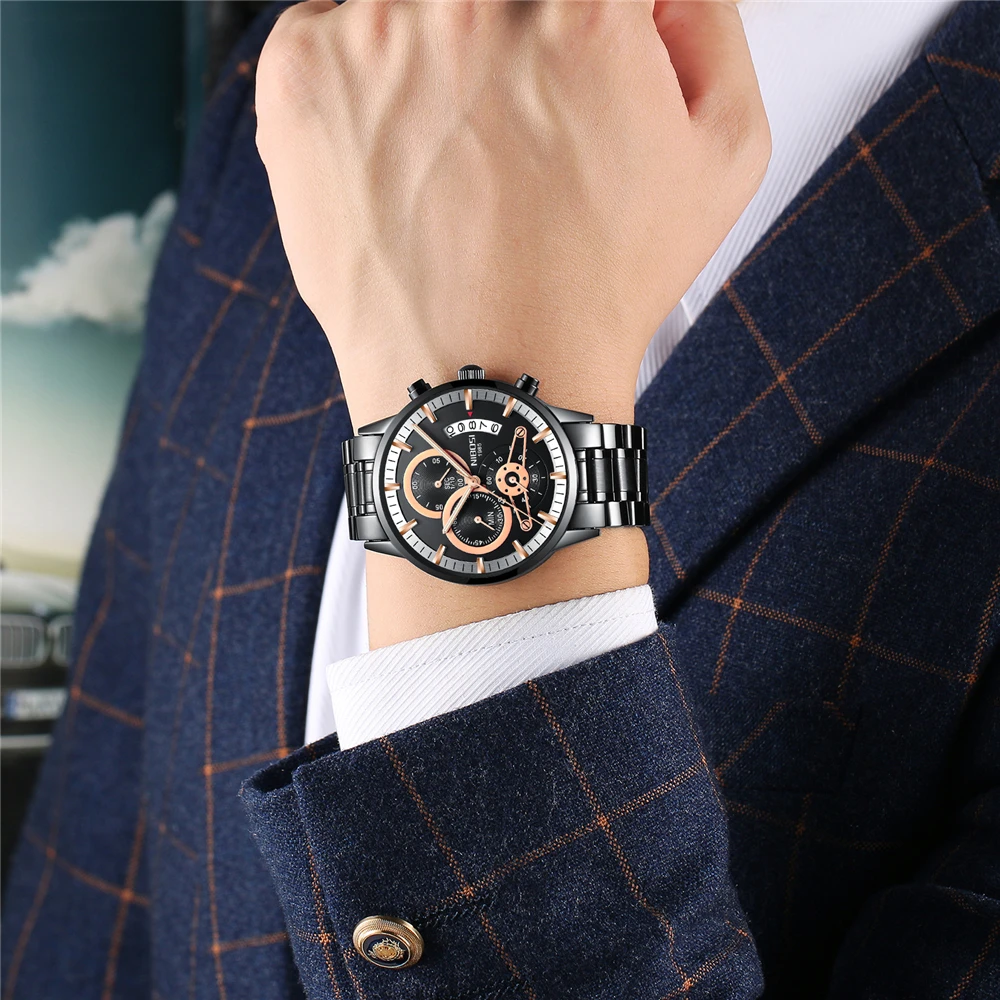 NIBOSI новые модные мужские s часы лучший бренд класса люкс из нержавеющей стали водонепроницаемые спортивные хронограф кварцевые часы мужские Relogio Masculino
