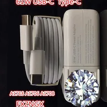 Подлинный 61 Вт USB-C A1718 зарядное устройство адаптер для MacBook PRO 1" A1708 A1706