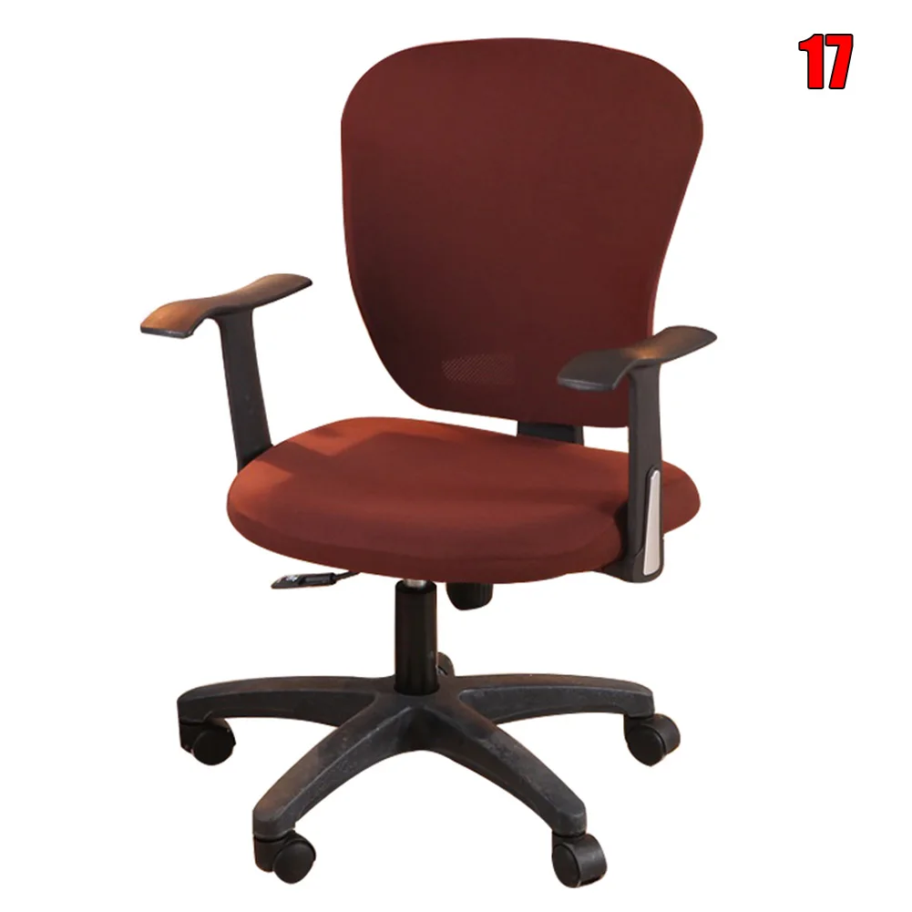 Универсальная эластичная ткань спандекс Сплит стул задняя крышка+ чехол для сиденья анти-грязный офисный чехол на компьютерное кресло стрейч чехол HTQ99 - Цвет: 17