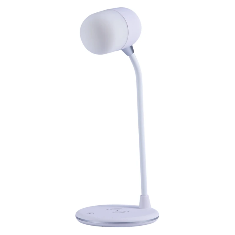 

3 in 1 Wireless Charger Bluetooth Speaker LED Desk Lamp Multifunction 5W Wireless Charger for iPhone Android White