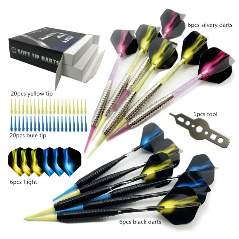 12pcs/set 18g Soft PVC Tip Darts Dartboard Party Bar Outdoor and Indoor Games Random Color