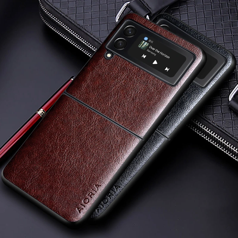 Luxury Pu Leather Case For Samsung Galaxy Z Flip3 5g With Business Solid Color Design Phone Cover For Samsung Z Flip 3 5g Case Mobile Phone Cases Covers Aliexpress