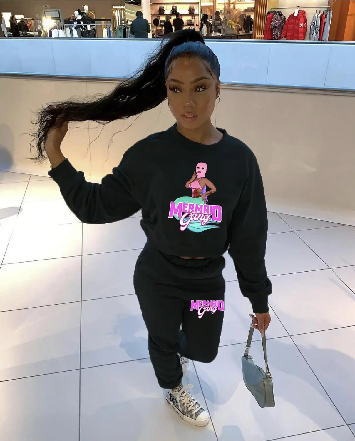 

Echoine Casual Cute Cartoon Letter Print Crop Top and Pants Two Piece Set Jogging Femme Tracksuit Women Streetwear Sporty Outfit
