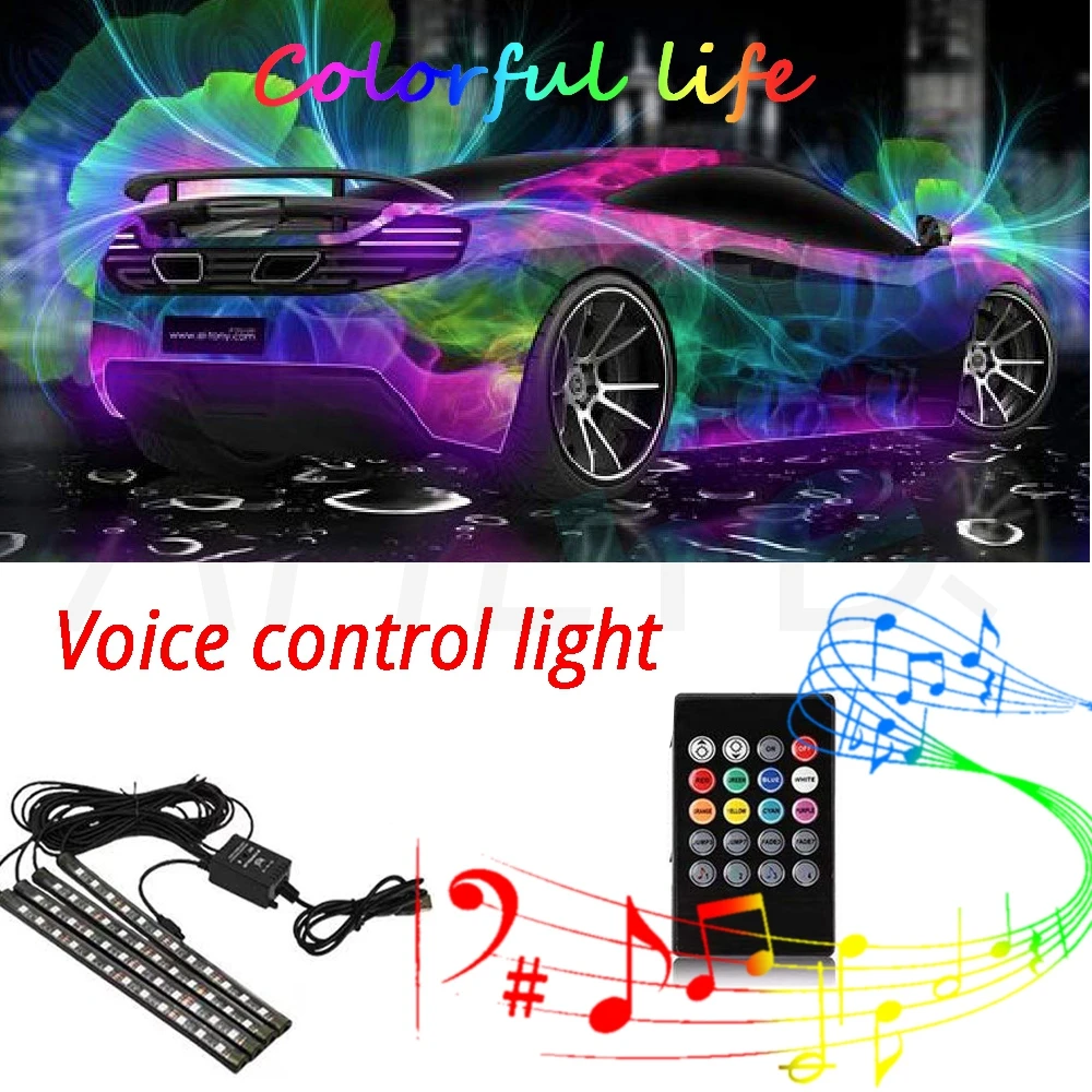 Автомобильная RGB Светодиодная лента, лампа с голосовым управлением 5050 SMD DC 12 V, гибкий светодиодный светильник, ленточная лента для ТВ, настольный фоновый Смещенный красочный светильник ing