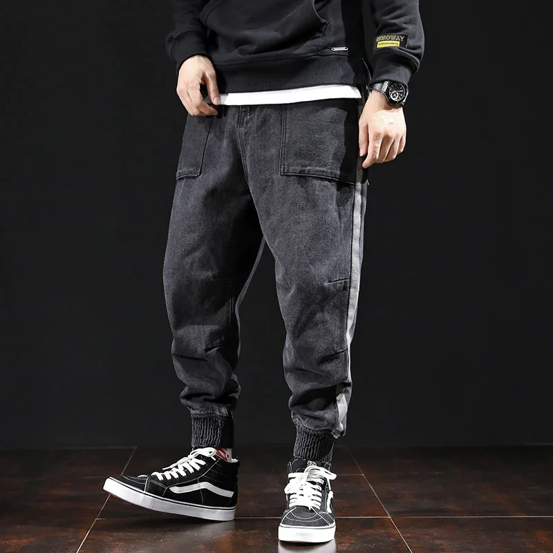 Autumn Fashion Men Jeans Vintage Designer Black Gray Side Stripe Denim Cargo Pants Harem Trousers Hip Hop Jeans Men Joggers Autumn Fashion Men Jeans Vintage Designer Black Gray Side Stripe Denim Cargo Pants Harem Trousers Hip Hop Jeans Men Joggers