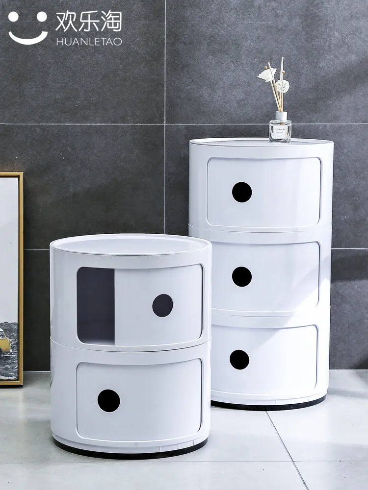 Bedside Table Plastic Modern Minimalist Bedroom Round Side Cabinet