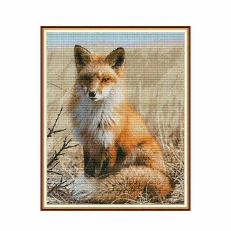Joy Sunday Stamped Cross Stitch Kits Fox Animal Patterns 11CT 14CT Printed Canvas DIY Needlework Embroidery Home Decoration Sets | Дом и сад