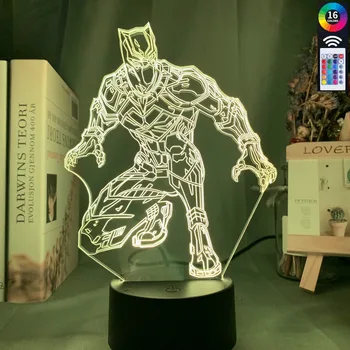 

3D led lamps Black Panther Figure Child Night Light Led Touch Sensor 16 Color Changing Nightlight for Home Decor Bedside table