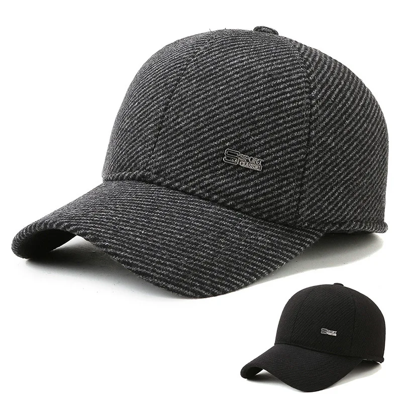 

New Winter Hat Man With Earflaps Ear Protection Thicken Cotton Warm Snapback Baseball Cap For Men Do Old Dad Hats Wholesale A187