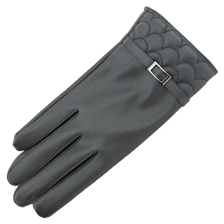 Touchable lace-trimmed leather gloves female Goris touch-screen touch ladies gloves Winter