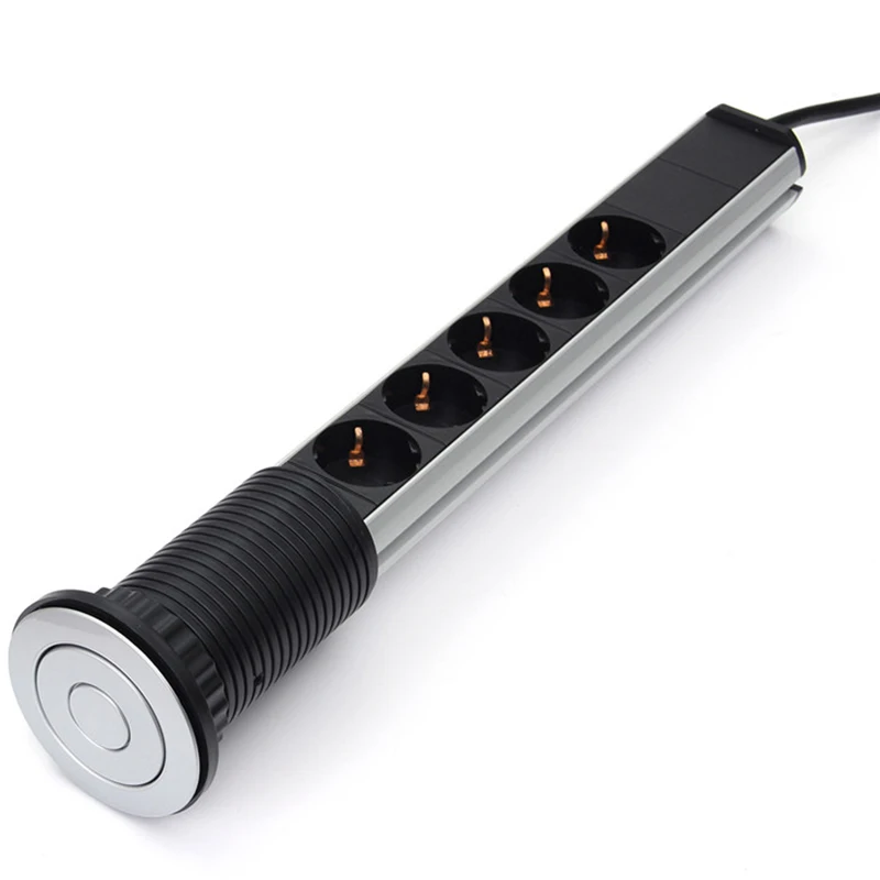 AABB-5 мощность Кухня стол электрическая розетка мощность 1 Led+ 2 Зарядка USB алюминиевая полка черная крышка ЕС вилка