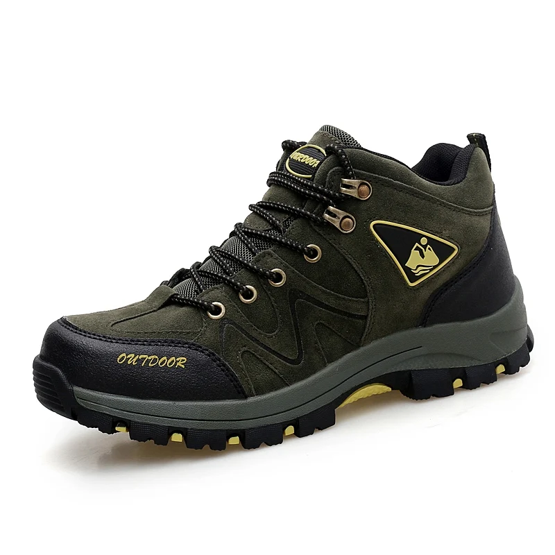 Brand Outdoor Hiking Shoes Men Non-Slip Trekking Man Sneakers Lace UP Mountain Climbing Shoes Black Camping Sports Trainers 9 10 - Цвет: green hiking shoes