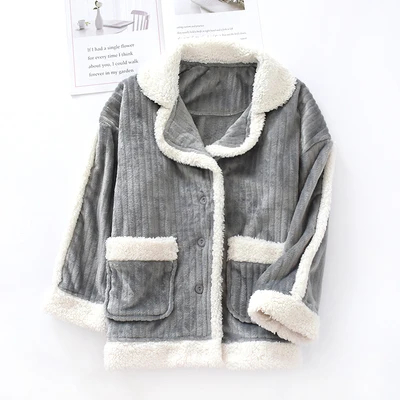 single top grey Теплые; больших размеров из бархата утепленные, фланелевые пижамы набор Для женщин осень-зима пэтчворк кашемировый коралловый флис домашний костюм из 2 предметов, Пижама - Цвет: single top grey