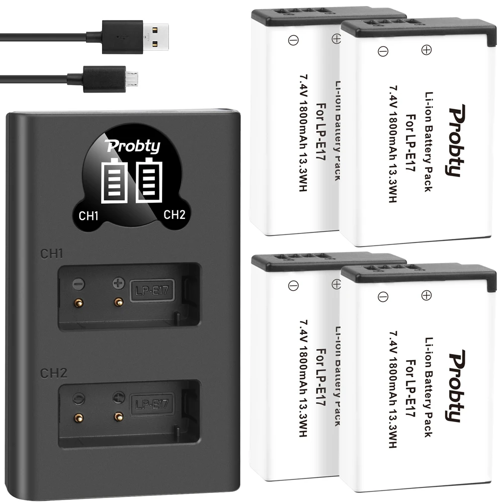 4 шт. LPE17 LP E17 Батарея + светодиодный USB двойной Зарядное устройство для цифровой