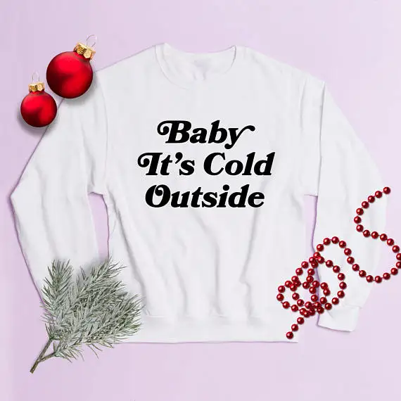 Harajuku Baby Is Cold/Рождественский подарок; Модный пуловер с надписью; хлопок; Женская толстовка с длинными рукавами; Kawaii; рубашка для девочек