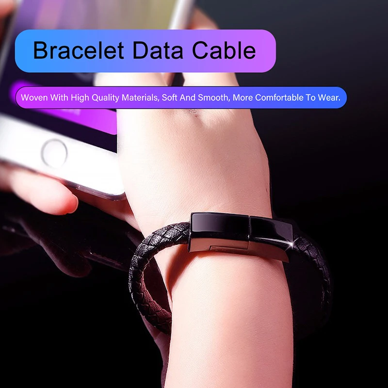 Usb type C Band Открытый Портативный кожаный Мини Micro USB браслет зарядное устройство кабель для зарядки и передачи данных Шнур синхронизации для iPhone Xiaomi Android