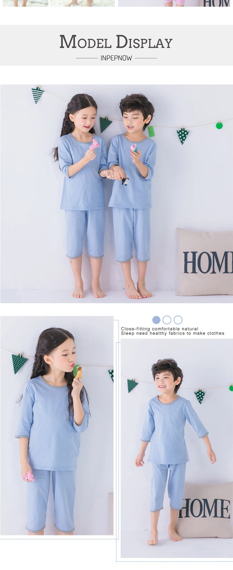 男女睡衣_春夏季韩版儿童短袖七分袖家居服空调服男女睡衣套装一件代发---阿里巴巴_04