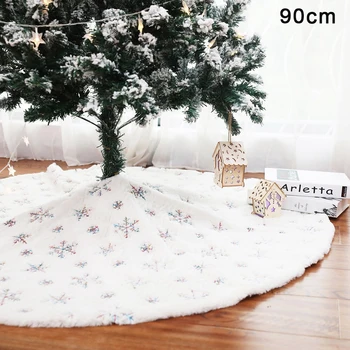 

Round Christmas tree skirt Circular White Embroidered Decoration Holiday