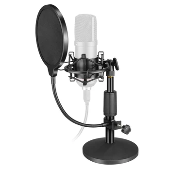 

bm 800 Condenser Microphone Tabletop Stand Shock Mount Universal USB Computer Microphone Holder Pop Filter Heavy Metal Base