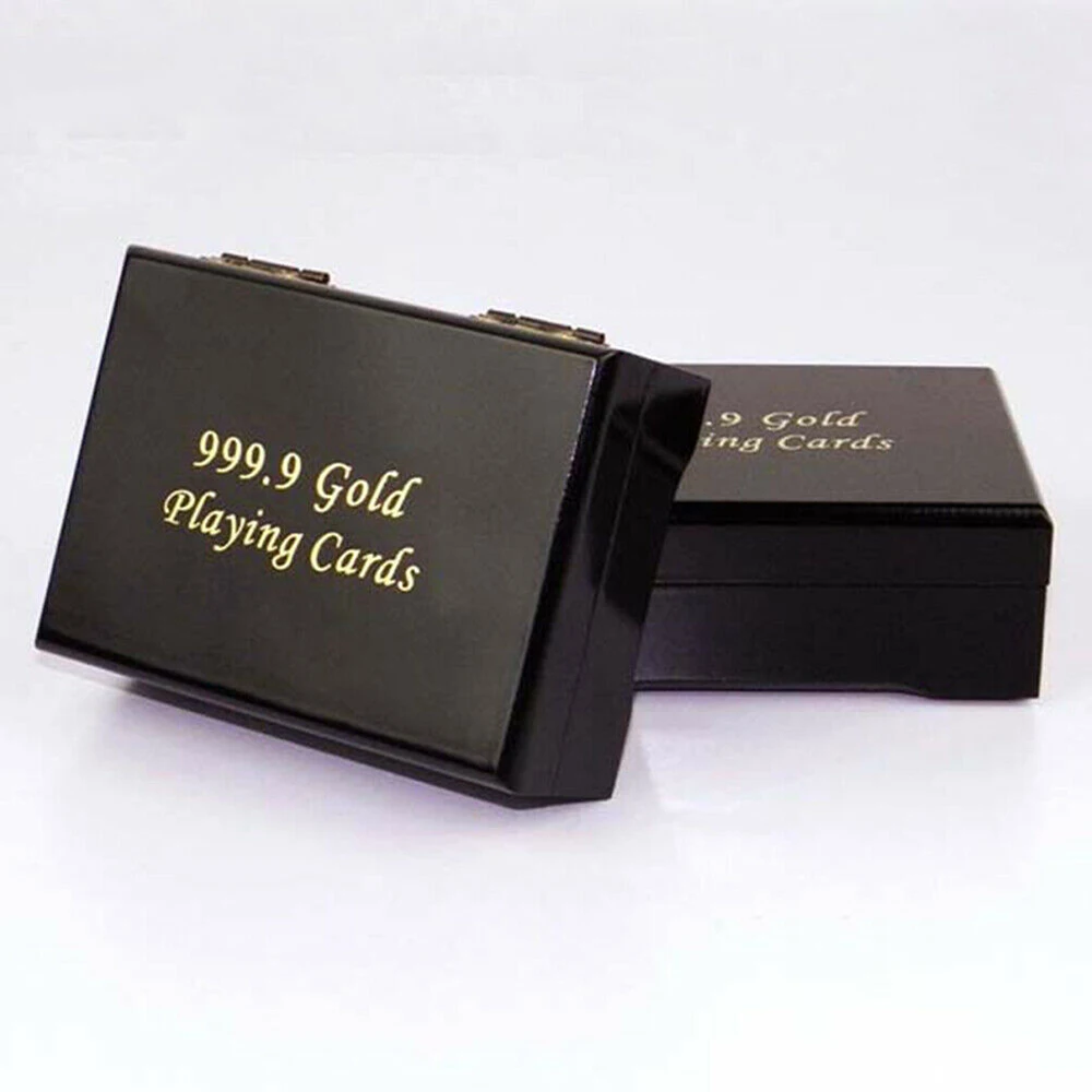 Творческий 24 к Карат Золотая фольга пластиковый покер игральные карты коробка для хранения бренд письмо милый деревянный ящик