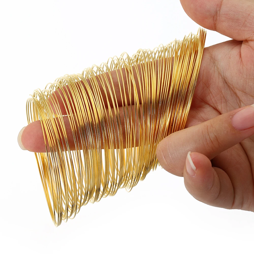 Gold Steel Memory Wire for Jewelry Making - 100 Loops Bracelet and Necklace Set