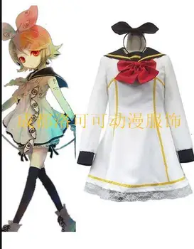 

Can be tailored VOCALOID Cos Hatsune Miku Cosplay Kagamine Rin/len Cos Woman Cosplay Costume Dress+Tie Bow+Headdress