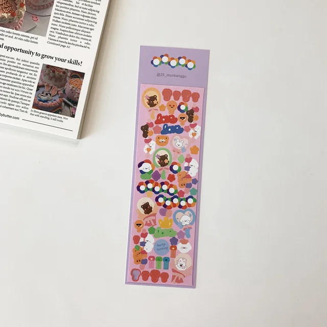 1Pc Ins Hot Kawaii Bear Bunny Stickers Scrapbooking Decorative Cute Sticker Korean DIY Diary Album Stick Label School Stationery 1Pc A