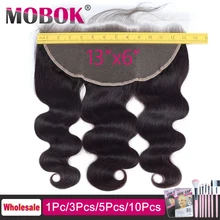 Бразильские волосы, волнистые волосы, 13x6, швейцарское кружево, средний коричневый кружевной фронтальный с детскими волосами, человеческие волосы