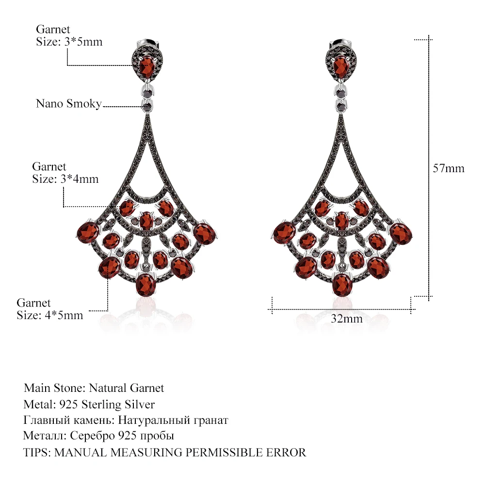 Женские серьги подвески GEM'S BALLET Винтажные из стерлингового серебра 925 пробы с