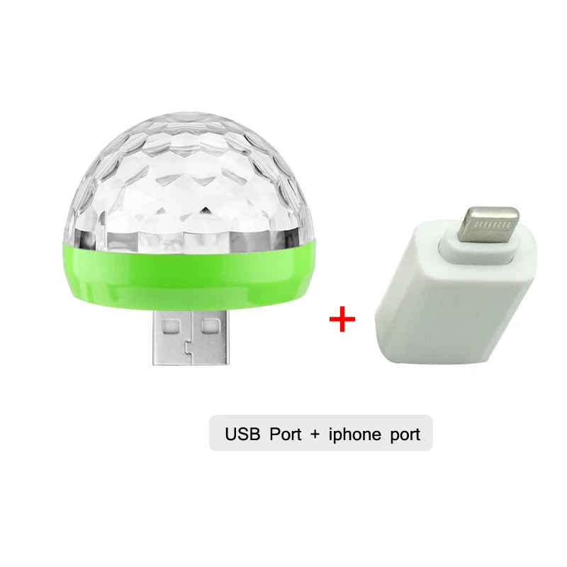 port for iphone USB светодиодные фонари для вечеринки музыкальный Датчик USB Мини диско DJ сценический световой эффект хрустальный магический шар лампа для дома вечерние караоке - Цвет: port for iphone