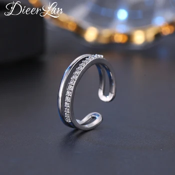 

New 100% Real 925 Sterling Silver Layer Crystal Rings For Women Big Finger Rings For Unisex Jewelry Men