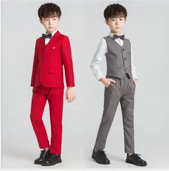 

2019 Wedding Flowers Boys Suits Blazers Formal Children Suit Tuxedo Dress Party clothing vest pant coat kids Costumes 2-12Y