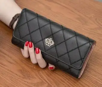Style 4 Модный тонкий кошелек с ромбовидным узором для женщин и девочек, Длинный кошелек с металлическими сердечками, подарок - Цвет: Style 4
