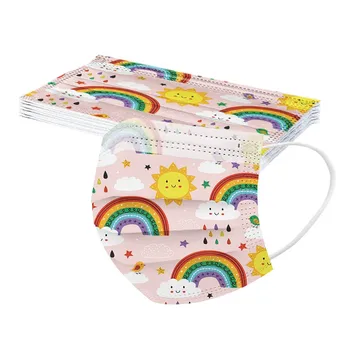 

Children's Cute Rainbow Masks 50pc Disposable Lovely Protective Face Mask Personal 3 Layer Non-woven Face Masks Mascarillas
