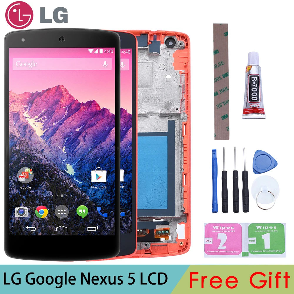 Beste Originele Voor Lg Google Nexus 5 Display D820 D821 Lcd Touch Screen Digitizer Met Frame Volledige Vergadering Vervanging Onderdelen