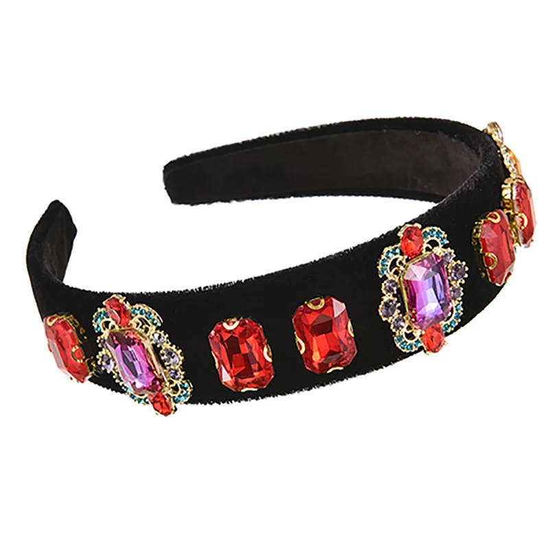 

ZHINI Colorful Gem Baroque Headbands for Women Bohemia Luxury Rhinestone Hair Band Hair Accessories Wedding Jewelry Giftt