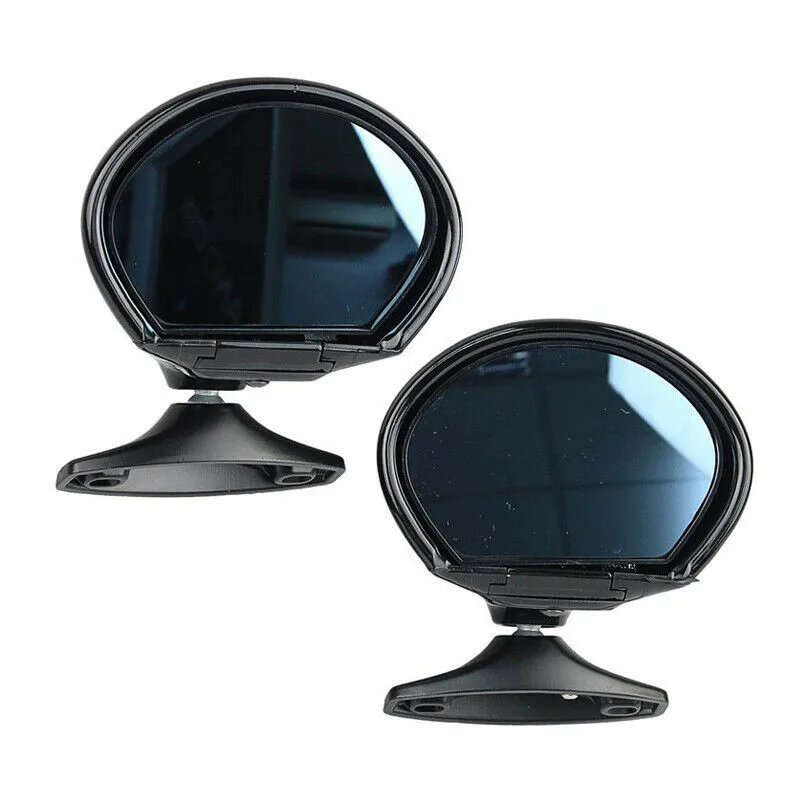 

Universal Vintage Black Car Door Wing Blue Anti-glare Side View Mirror w/Gaskets
