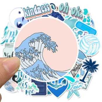 

50pcs/lot Cartoon Blue INS Vsco Stickers Laptop Motocycle Skateboard Luggage Refrigerator Notebook Waterproof PVC Decor