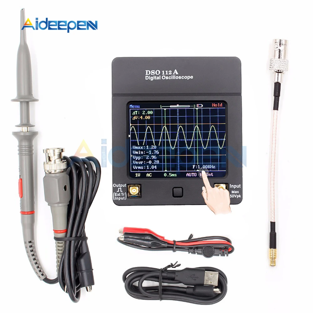 Portable Dso 112a Tft Mini Digital Oscilloscope Touch Contact Screen Portable Usb Oscilloscope