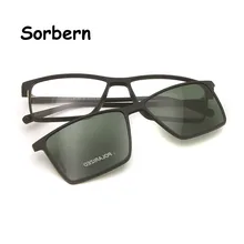 Сверхлегкие TR90 магнитные солнцезащитные очки мужские Поляризованные прикрепляемые солнцезащитные очки для мужчин и женщин UV400 высокого качества Квадратные оттенки