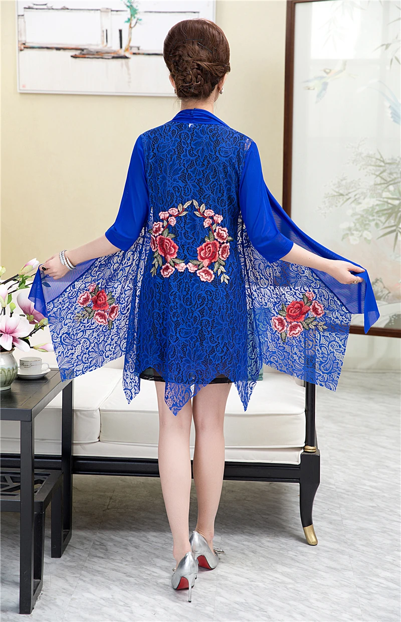 Summer sun protection clothing women's lace thin coat mid-length woman embroidered cardigan Sunscreen Clothing Cardigan Jacket - 4.00066E+12