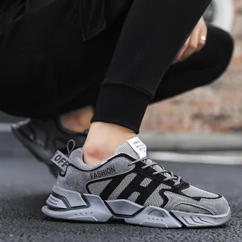 

Fashion Design Men Shoes Lace-Up Breathable Casual Sneakers Men Lightweight Running Shoes Brown Trainers Zapatillas Hombre