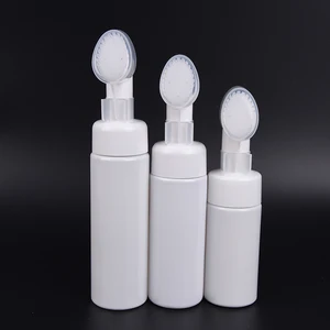 100ml,150ml,200ml Empty Froth Foaming Pump Bottle With Silicone Brush Head Plastic Face Cleaning Foam Bottles