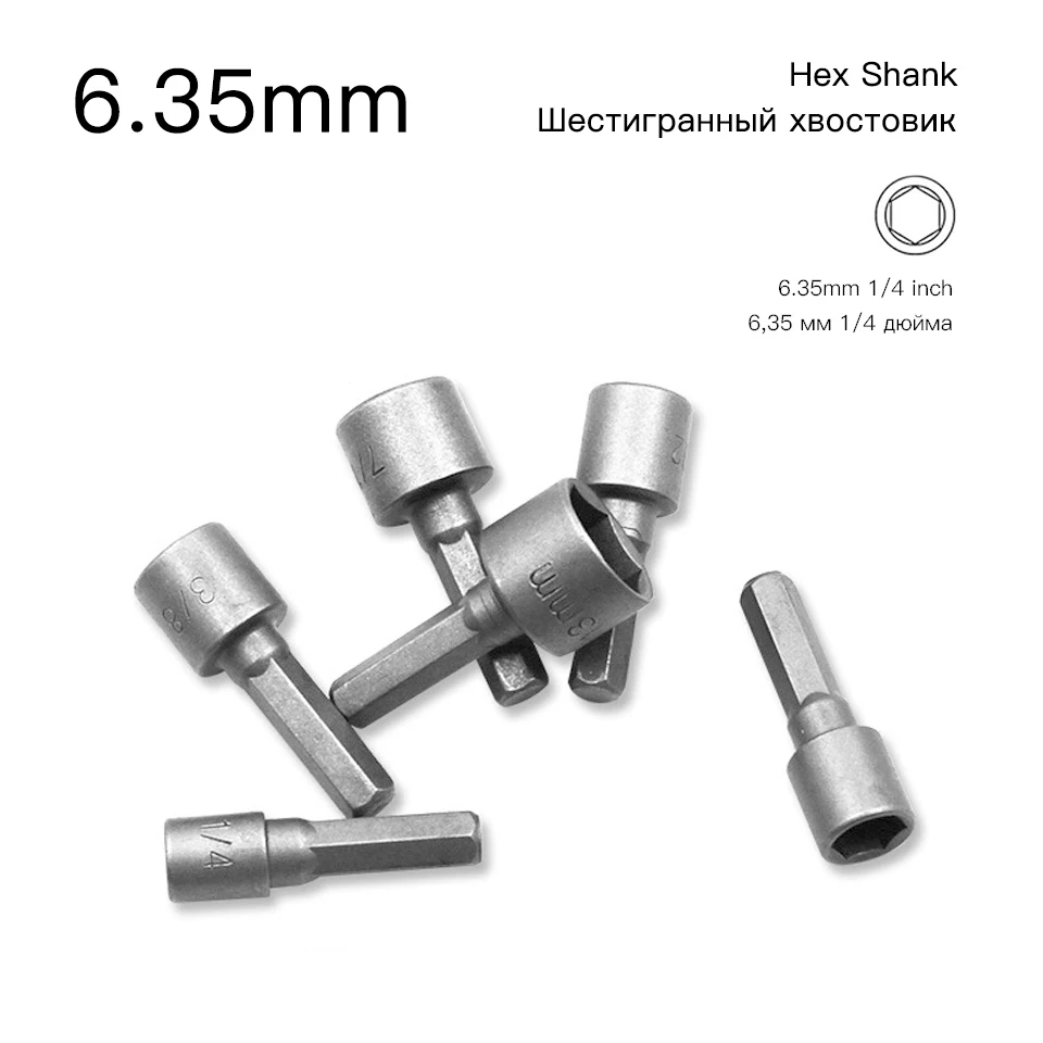 14pc Power Nut Driver Set Hex Socket Adapter Drill Bits 6.35mm Hex Shank Adapter Dopsleutelset Doppenset Douille Pour Cliquet