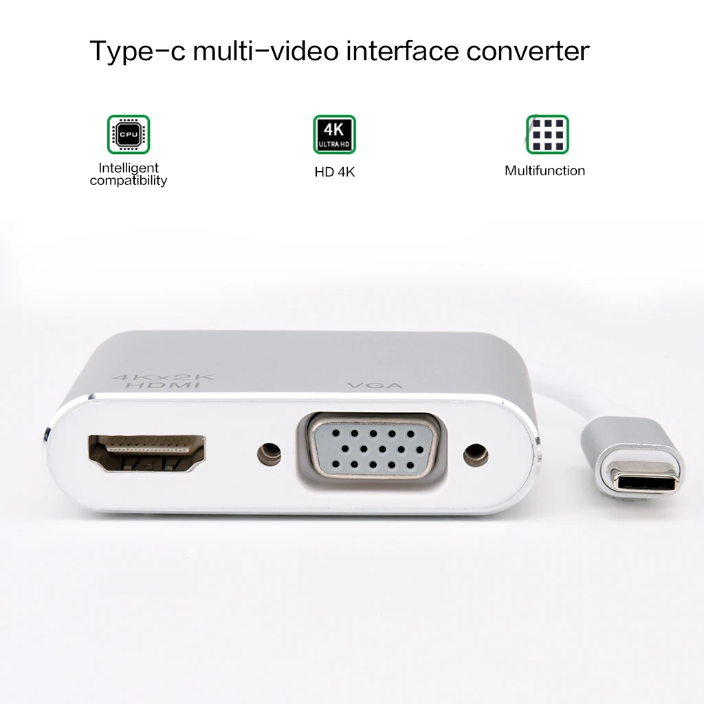 Robotsky usb type C к HDMI Мужской VGA адаптер для Женский-type C аудио и видео конвертер кабель для Macbook USB-C планшетного телефона